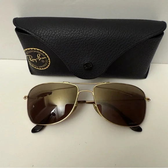 Ray-Ban Gold and Brown Sunglasses - Picture 1 of 5